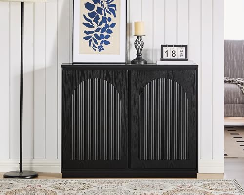39 inch Narrow Buffet Cabinet Sideboard with Storage,Black, view 5