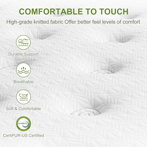 12 Inch Queen Size Hybrid Mattress, Gel Memory Foam & Pocket Springs, view 4
