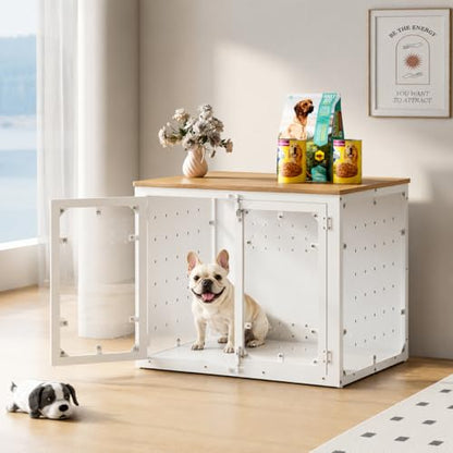 31.5" Transparent Furniture Dog Crate for Small Dogs, with Cushion, view 2