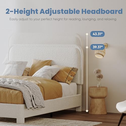 Teddy Boucle Bed Frame Full Size with Adjustable Headboard, view 6