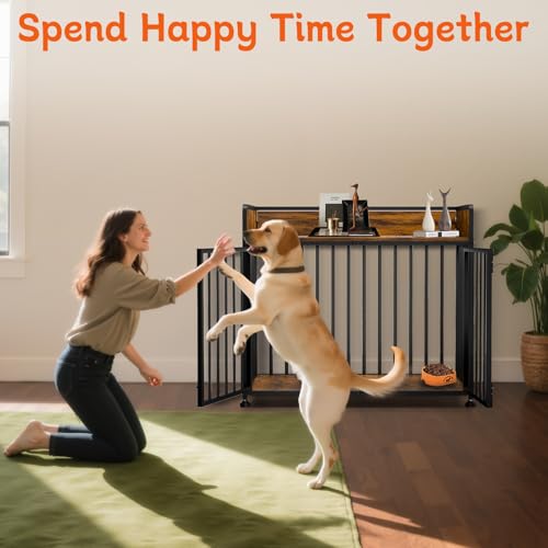 Furniture Style Dog Crate, Large Dog Kennel Indoor, view 7