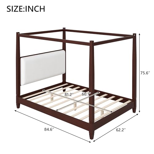 Cara Wooden Canopy Queen Bed Frame With Headboard, view 3