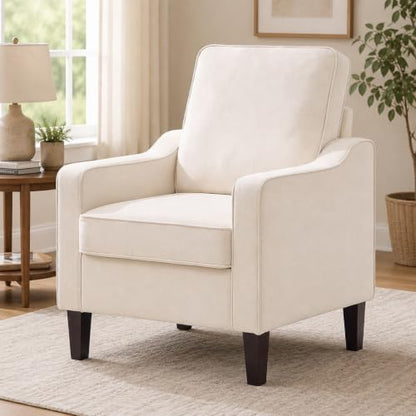 Mid-Century Accent Chair, Beige Armchair Living Room Chairs, view 2