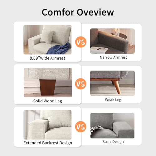 Modern Loveseat Sofa for Living Room,Chenille Recliner, Removable Cover, Pocket Spring Cushions, Solid Wood Frame, Easy Assembly for Small Spaces (71.25inch，Beige)