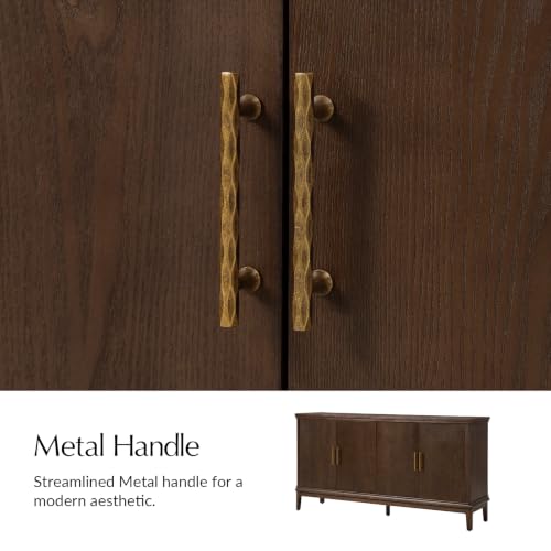 63“ Sideboard Buffet Cabinet with Storage, 4 Doors, Auburn, view 7