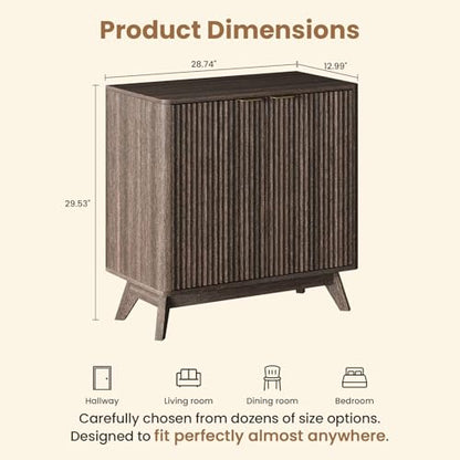 29'' Sideboard Buffet Cabinet with Storage, Fluted Cabinet with Rounded Corners, view 3