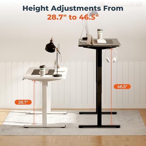 Adjustable Stand Up Desk with Memory Preset, Standing Desks 55 x 24 Inch Electric Home Office Desk Computer Workstation Splice Black Top + Black Frame
