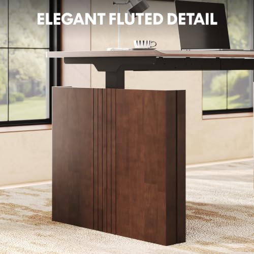 FLEXISPOT 63" WoodiX Solid Wood Executive Standing Desk with Drawer, Walnut, view 7