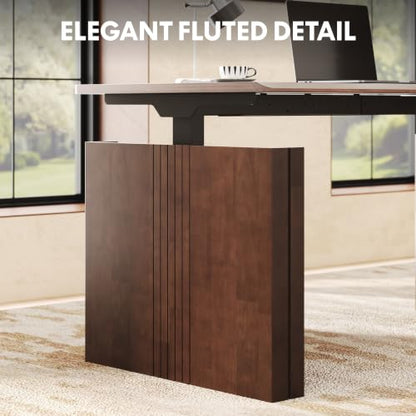 FLEXISPOT 63" WoodiX Solid Wood Executive Standing Desk with Drawer, Walnut, view 7