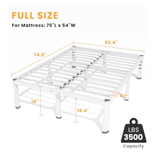 18 Inch Full Size Metal Platform Bed Frame with Round Corners Leg, view 4
