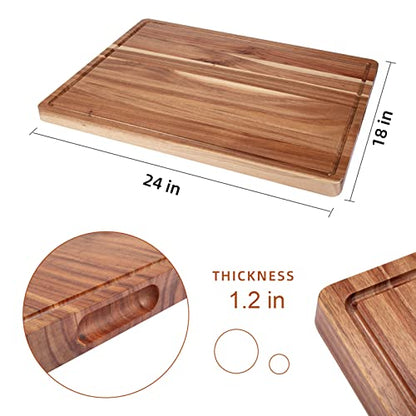 Extra Large Acacia Wood Cutting Boards for Kitchen, 24 x 18 Inch, view 4