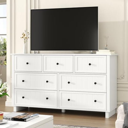 Farmhouse 10 Drawers Dresser for Bedroom, White Dresser Chest of Drawers, view 8