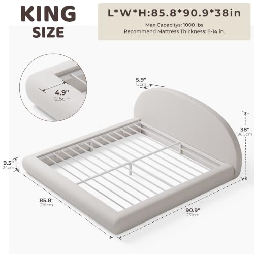 AirFrame Half-Moon Upholstered King Platform Bed Frame, view 3