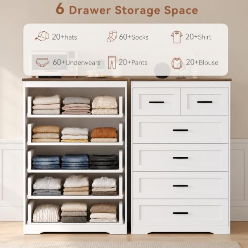 Farmhouse Tall Dresser for Bedroom Wood Chests of Drawers with Charging 6, view 7