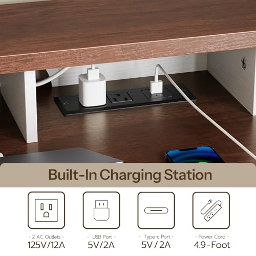 Computer Desk, Office Desk with Charging Station, view 5
