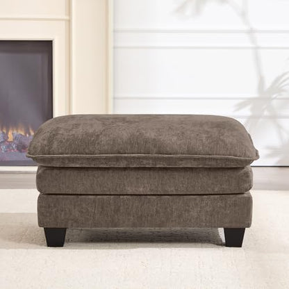 36 INCH Foot Stools Ottoman Chenille Foot Rest Stool Rectangular Upholstered Ottoman Under Desk Footrest for Living Room Bedroom Entryway,Brown