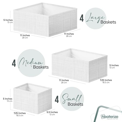 Drawer Organizer Clothes Set of 12 White-Grey, Dresser Organizer For Nursery, view 4