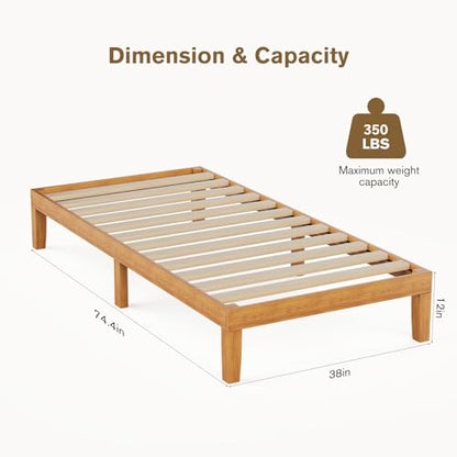 Twin Size Bed Frames, 12 Inch Height Wood Platform Bed Frame, view 3