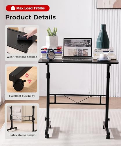 Standing Desk Adjustable Height, Mobile Stand Up Desk with Wheels, view 6