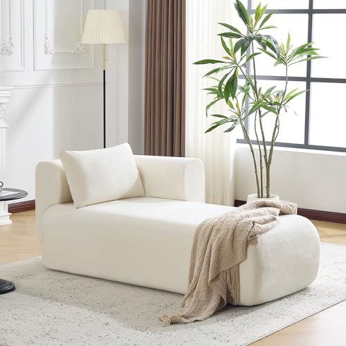 Upholstered Chaise Lounge Indoor, Boucle Comfy Fluffy Lounge Sofa, view 4