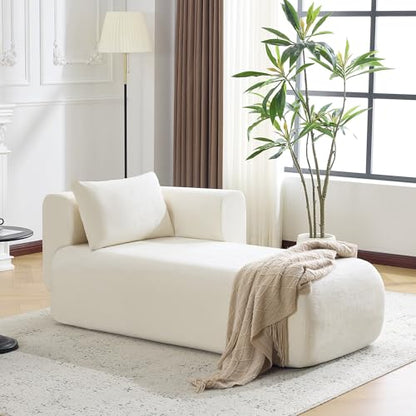 Upholstered Boucle Chaise Lounge Indoor, Beige, view 4