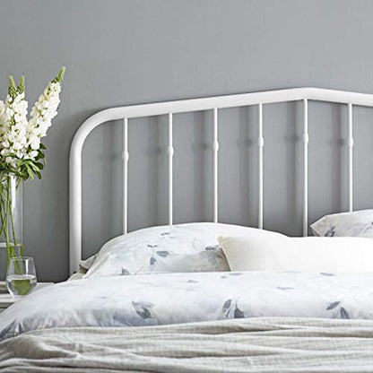 Lennon Modern Farmhouse Metal Full Headboard in White