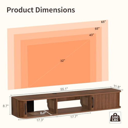 55" Floating TV Stand for TVs up to 65", view 3