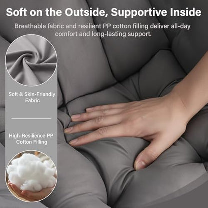 Lazy Chair with Ottoman, Lounge Accent Arm Chair with Armrests, Side Pocket and Footrest, Leisure Upholstered Sofa Reading Chair with Footstool for Living Room Bedroom, Dark Grey