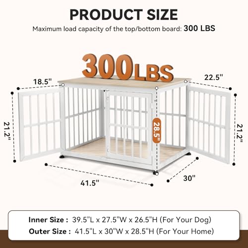 42 Inch Heavy Duty Dog Crate Furniture for Large and Medium Dogs, view 3