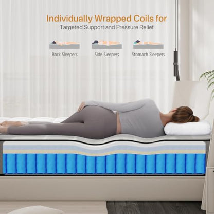 Luxury Twin Mattress, 8 Inch Hybrid Twin Size Mattress in a Box,Back Relief, view 6