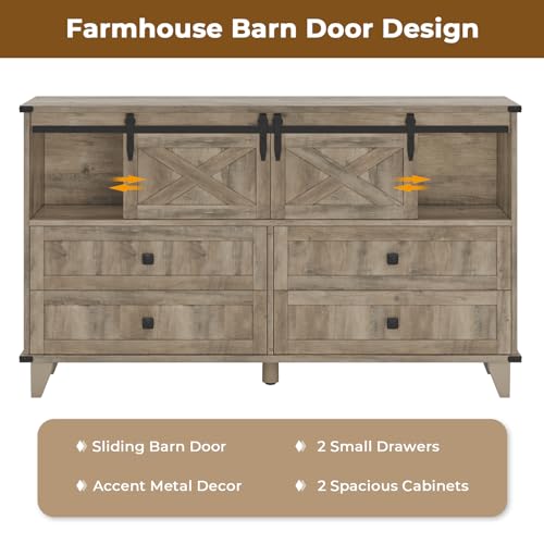 Farmhouse 6 Drawer Dresser for Bedroom, view 4