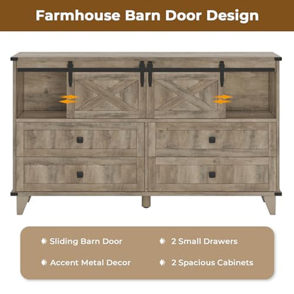 Farmhouse 6 Drawer Dresser for Bedroom, view 4