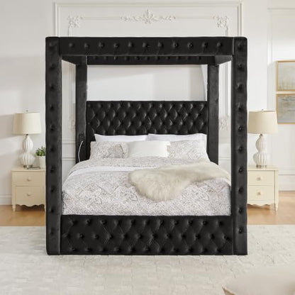 LUMISOL Canopy Bed Frame Queen Size, view 5