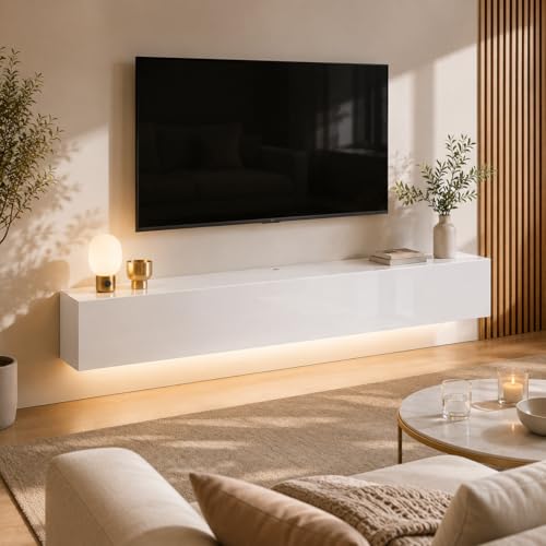 63" Floating TV Stands for Living Room w/ Storage, LED Entertainment Center, view 8
