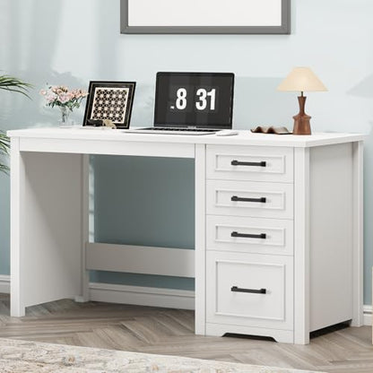 Farmhouse 49” Executive Desk with File Drawer, Cream White, view 7