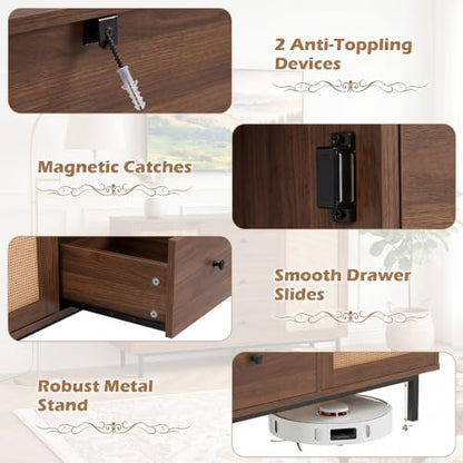 47.5" Sideboard Buffet Cabinet with Storage, Wooden Credenza, Brown, view 8