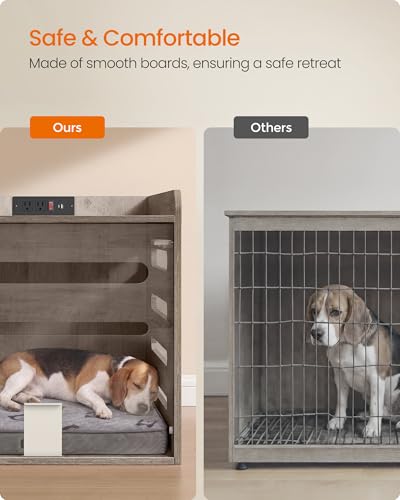 Modern Dog Crate Furniture, Charging Station, Flip-Up Hidden Door, view 7