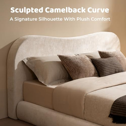 AirFrame Queen Upholstered Bed Frame with Camelback Curved Headboard, view 7