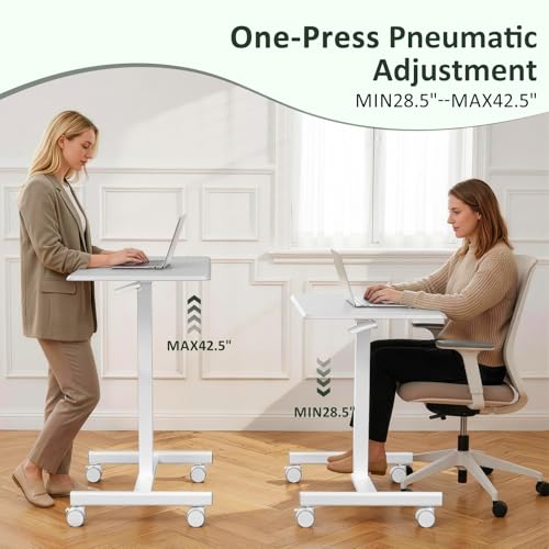 Mobile Standing Desk with Wheels, Small Rolling Desk Adjustable Height, view 3