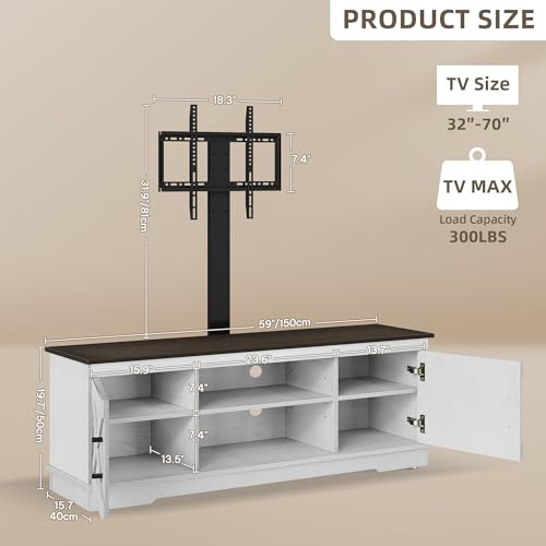 Farmhouse TV Stand with Height Adjustable Mount, Espresso, view 3