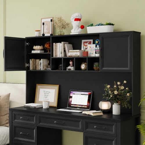 Farmhouse Executive Desk with 7 Drawers and Storage Cabinet, view 8