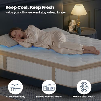 Queen Mattress, 12 Inch Cooling Hybrid Mattress in a Box, Medium Firm, view 5