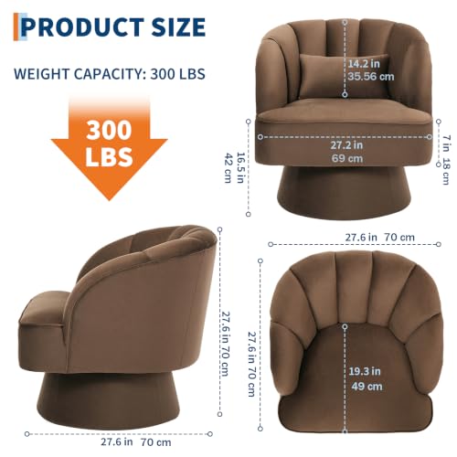 Swivel Accent Chair with Armrests, 360° Mid Century Modern Swivel Barrel Chair, view 3
