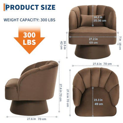 Swivel Accent Chair with Armrests, 360° Mid Century Modern Swivel Barrel Chair, view 3