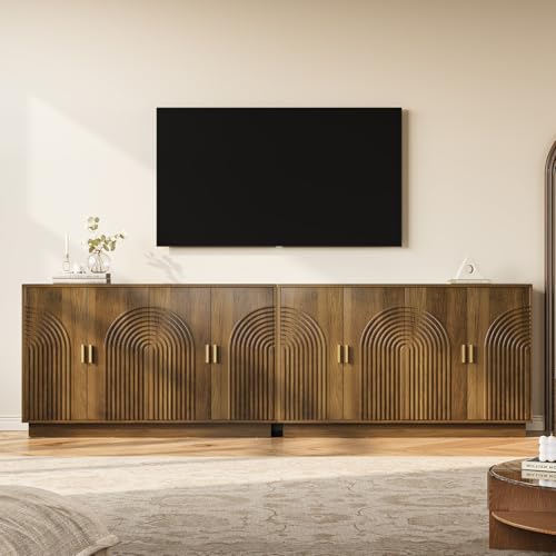 Fluted Sideboard Buffet Cabinet with Storage, view 4