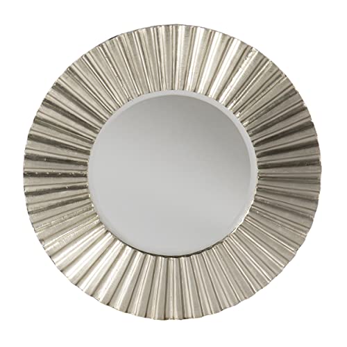 Hessmer Round Decorative Mirror - Transitional Design, Silver Finish - Fully Assembled - Ideal for Bathroom, Entryway (WS1121417)