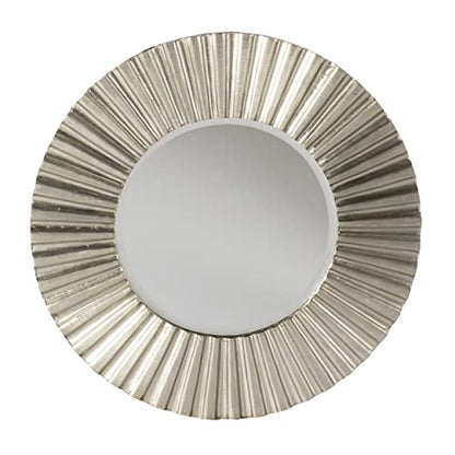 Hessmer Round Decorative Mirror - Transitional Design, Silver Finish - Fully Assembled - Ideal for Bathroom, Entryway (WS1121417)