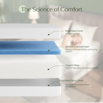 Twin Size Mattress, 6 Inch Gel Memory Foam Mattress in a Box, Fiberglass Free, Breathable for Cooler Sleep Supportive & Pressure Relief, CertiPUR-US Certified, White