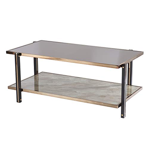 Thornsett Cocktail Table with Mirrored Top - Transitional Design, Champagne Glass and Wood - Ideal for Living Room, Family Room (CK1131200)