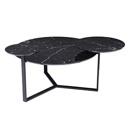 Saxelby Faux Marble Cocktail Table - Transitional Design, Black Iron and Wood - Ideal for Living Room, Family Room (CK1125100)